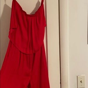 Strapless red romper
